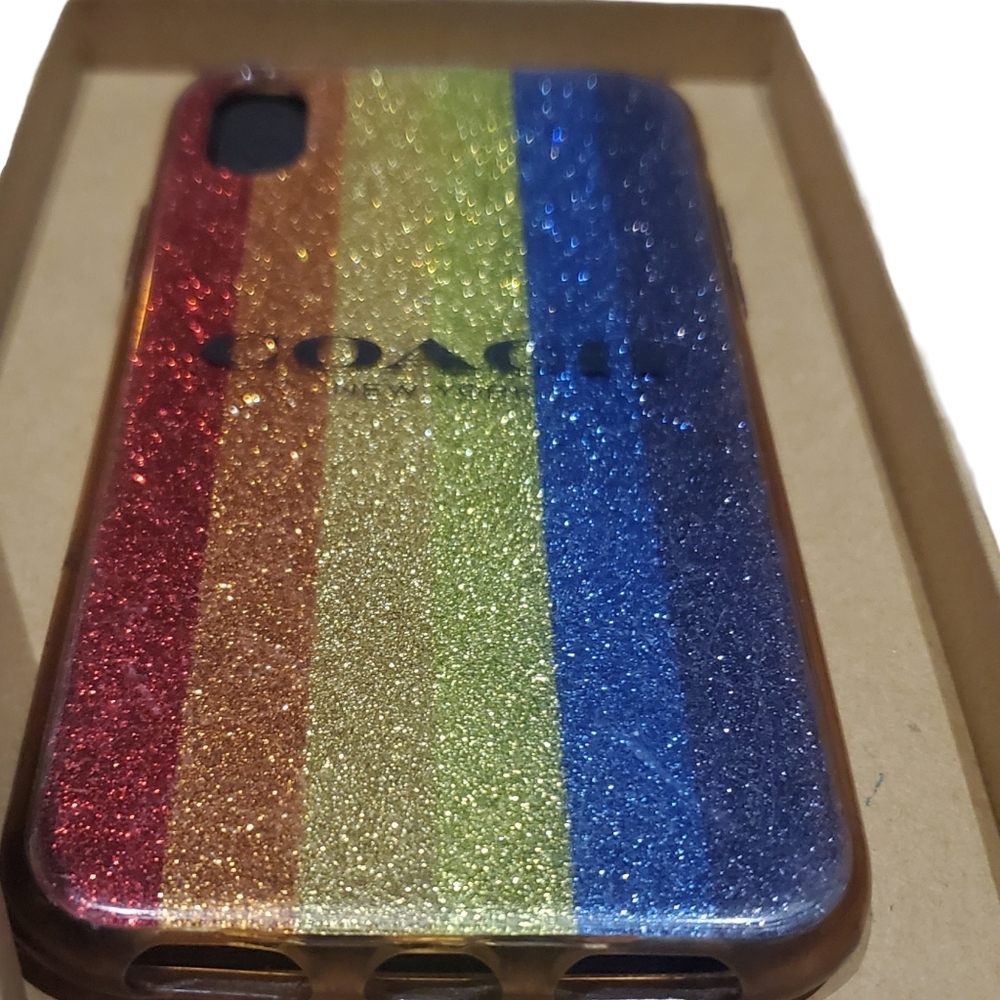 NIB Coach iPhone XR Rainbow Glitter Case - Picture 2 of 4